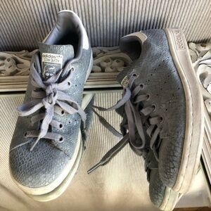 Adidas X Stan Smith gray leather reptile sneakers